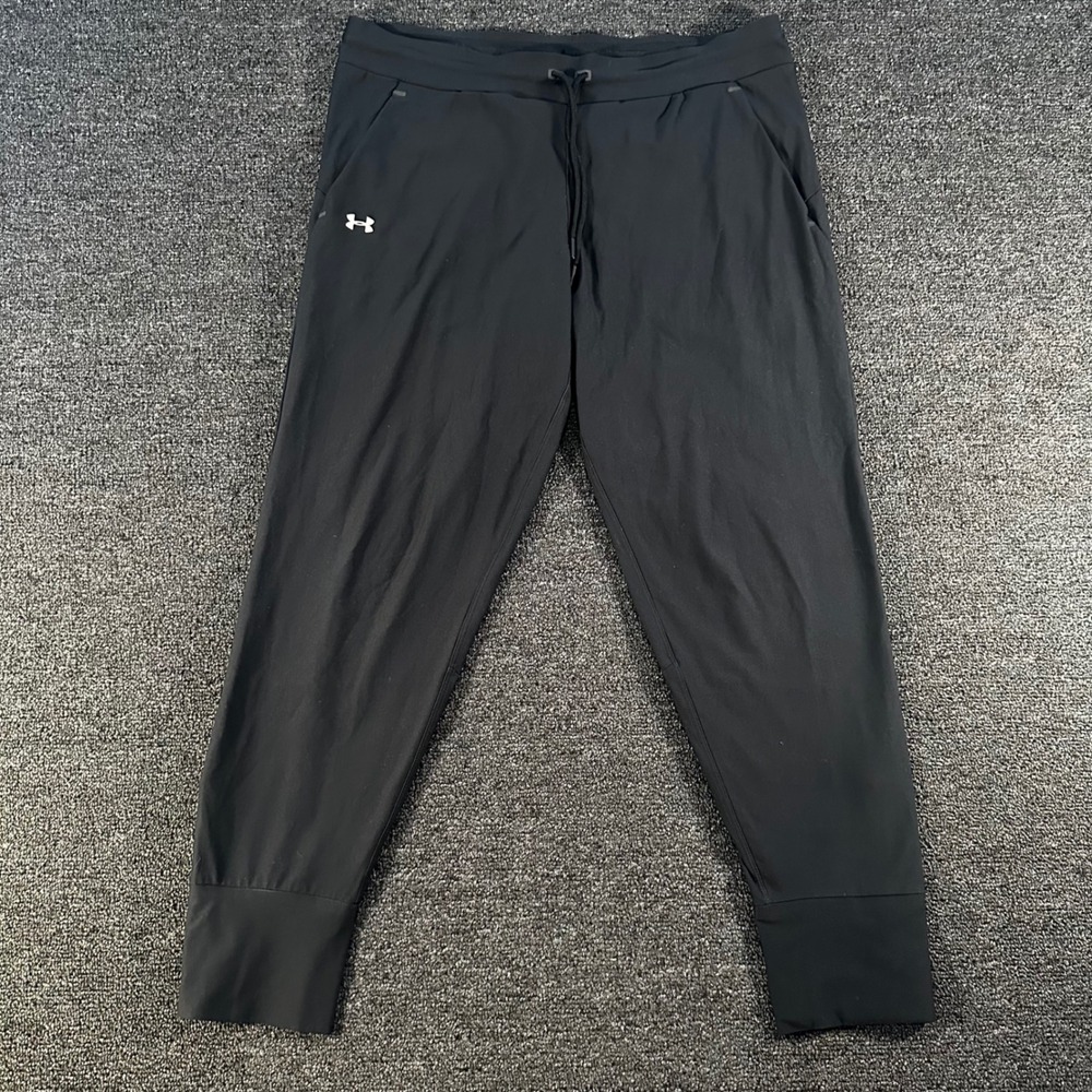 Under Armour Joggers Mens Medium Black Good HeatGear Ankle Zip Training Pants